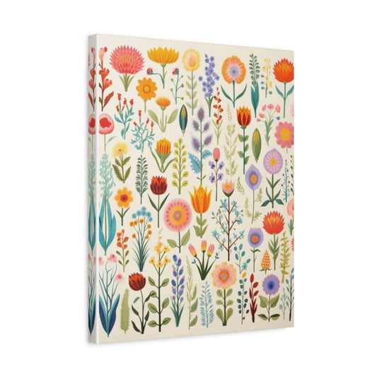 Blossom Dreams Paint By Numbers Kit featuring whimsical hand-drawn floral blooms in a colourful abstract garden shown in a frame