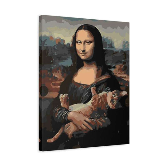 Funny cat painting inspired by Da Vinci in a Paint By Numbers style – Feline Da Vinci Kit Canada shown in a frame