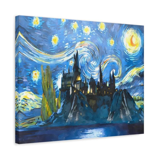 Fantasy castle inspired by Hogwarts under a Van Gogh-style starry night – Harry Potter Paint By Numbers Kit Canada