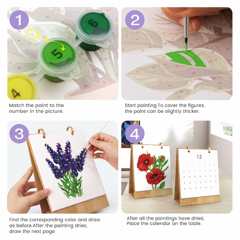 2027 Botanical Flowers Paint by Numbers Calendar (Flower Study Edition)