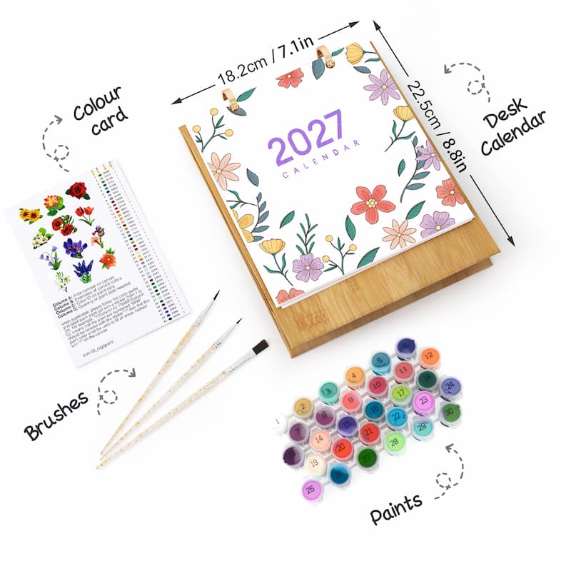 2027 Botanical Flowers Paint by Numbers Calendar (Flower Study Edition)