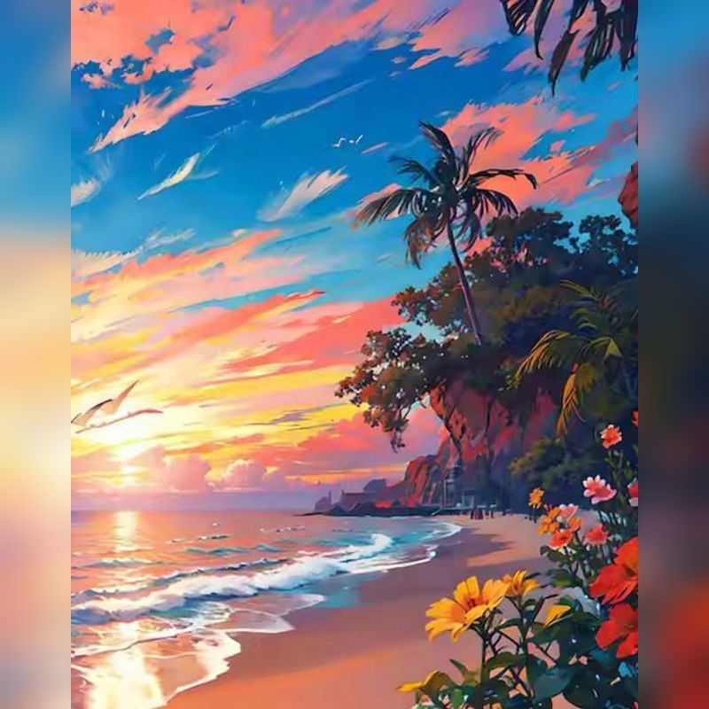 An Evening on Beach Diamond Painting - Paint On Numbers Canada