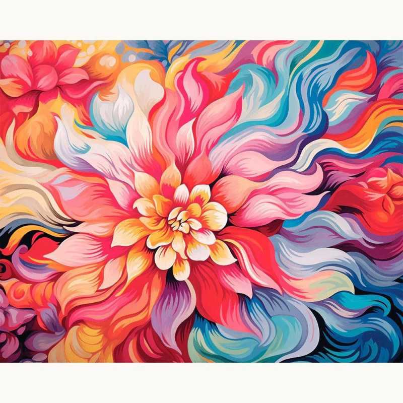 Abstract floral swirls in vibrant colors featured in a Blooming Swirls Paint By Numbers kit for adults in Canada, designed for creative expression and relaxation.