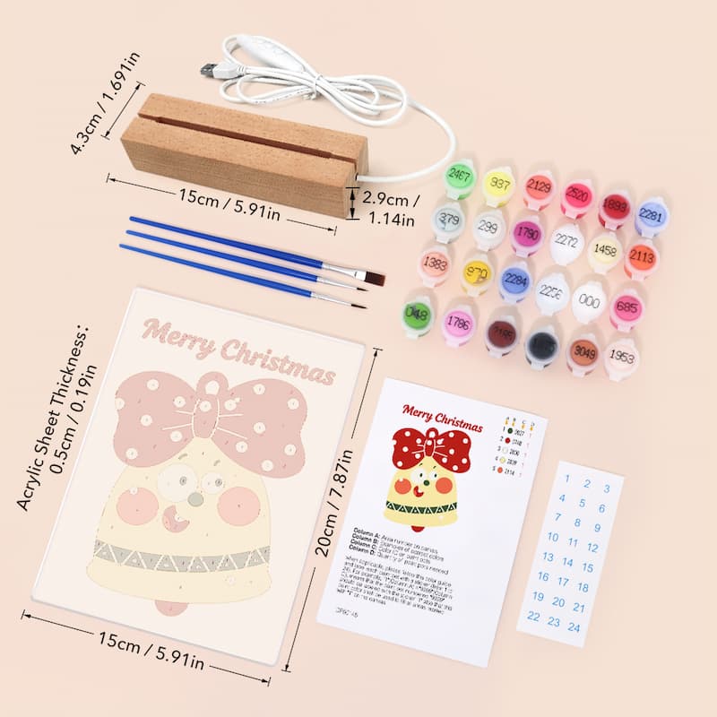 Cheerful Christmas Bell Glow LED Acrylic Paint by Numbers