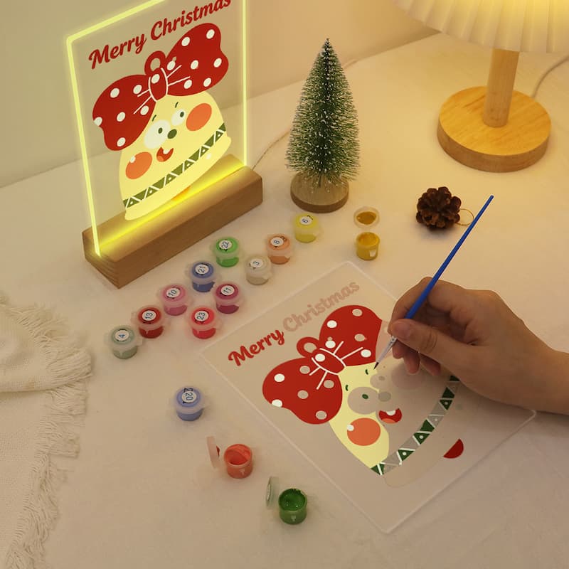 Cheerful Christmas Bell Glow LED Acrylic Paint by Numbers