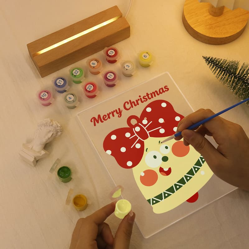 Cheerful Christmas Bell Glow LED Acrylic Paint by Numbers
