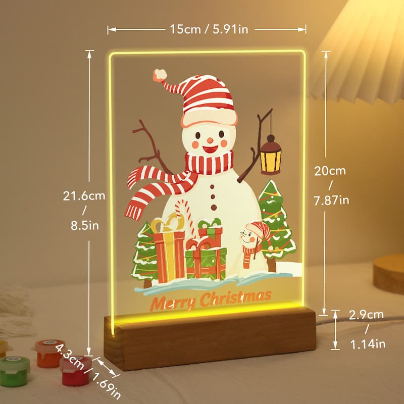 Cheerful Snowman Glow LED Acrylic Paint by Numbers