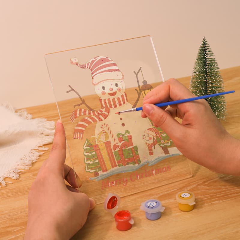 Cheerful Snowman Glow LED Acrylic Paint by Numbers