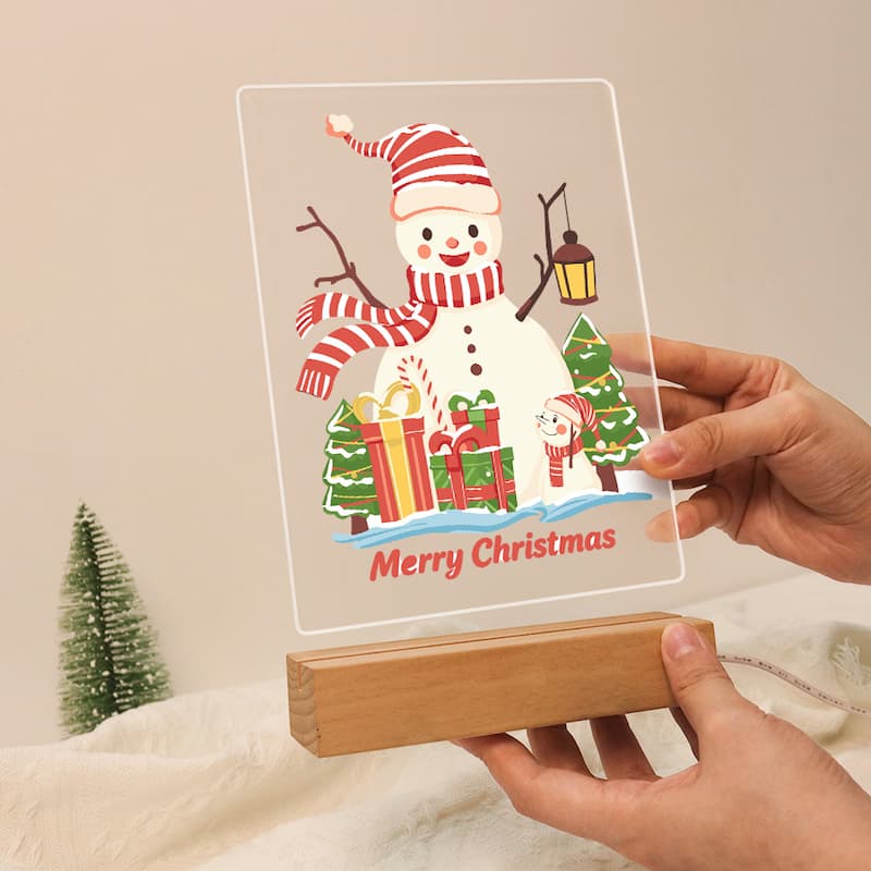 Cheerful Snowman Glow LED Acrylic Paint by Numbers