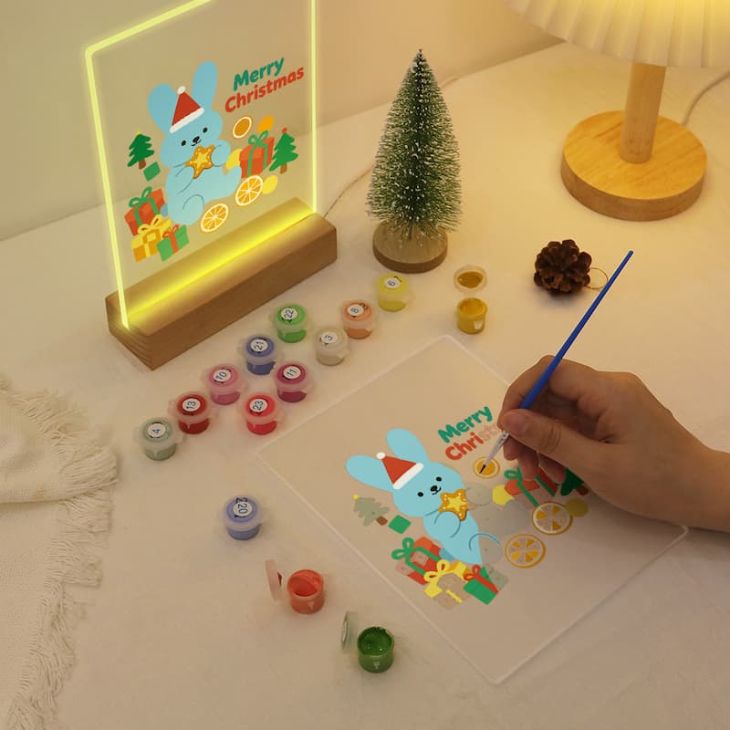 Christmas Bunny Glow LED Acrylic Paint by Numbers
