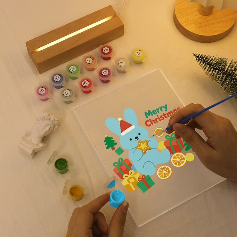 Christmas Bunny Glow LED Acrylic Paint by Numbers