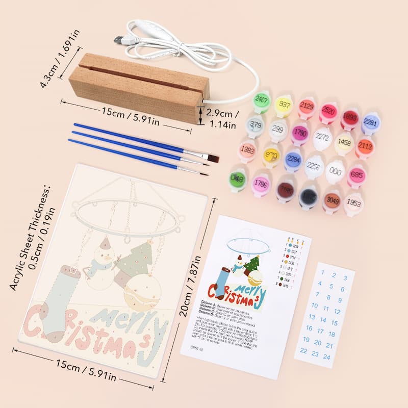 Christmas Mobile Glow LED Acrylic Paint by Numbers