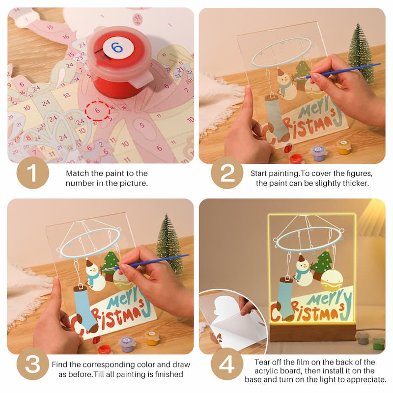 Christmas Mobile Glow LED Acrylic Paint by Numbers