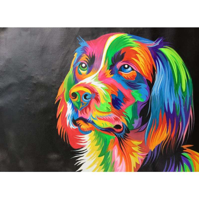 Custom Pop Art Dog Portrait DIY Paint With Numbers Kit Canada, Vibrant multicolour pet painting for Canadian art lovers
