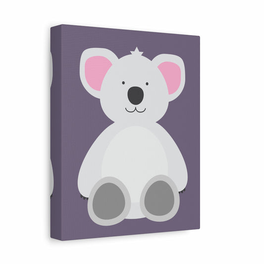 Cute cartoon-style koala sitting with a smile in a kids’ paint by numbers design shown in a frame