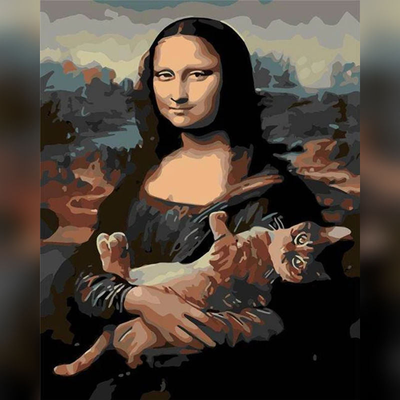 Funny cat painting inspired by Da Vinci in a Paint By Numbers style – Feline Da Vinci Kit Canada