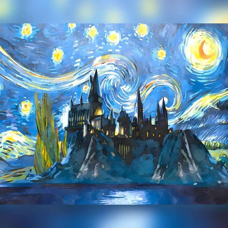 Harry Potter Hogwarts Van Gogh paint by numbers kit fantasy DIY painting kit for art therapy in Canada