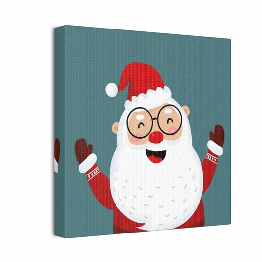 Canvas print with a cartoon Santa Claus on a teal background