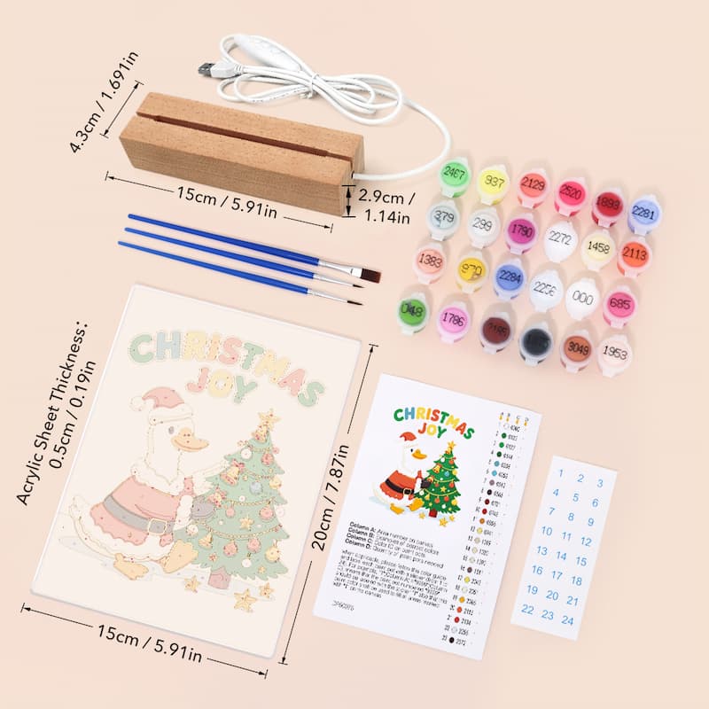Christmas Joy Santa Duck Glow LED Acrylic Paint by Numbers