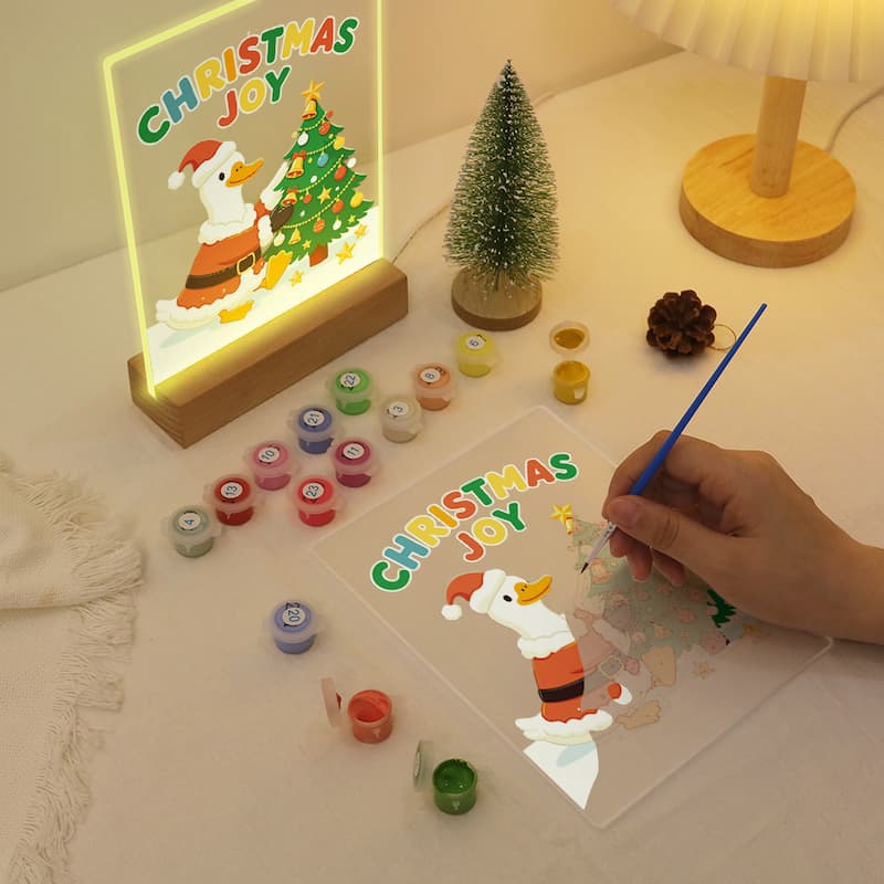 Christmas Joy Santa Duck Glow LED Acrylic Paint by Numbers