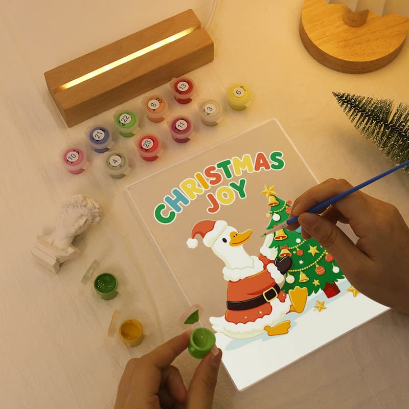 Christmas Joy Santa Duck Glow LED Acrylic Paint by Numbers