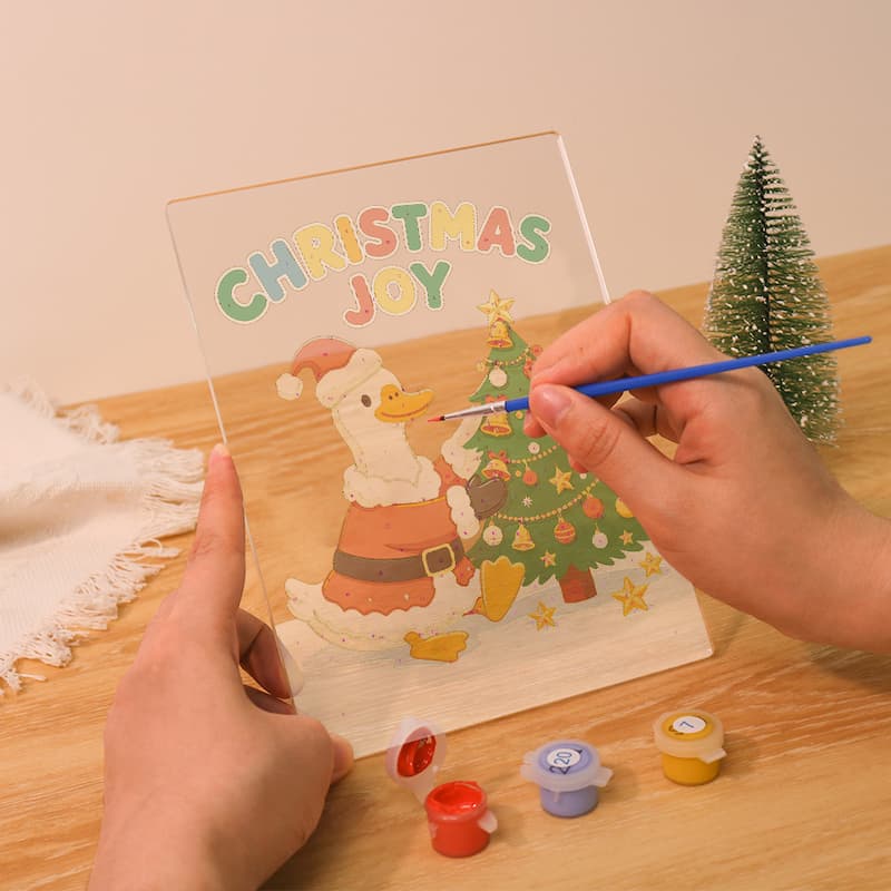 Christmas Joy Santa Duck Glow LED Acrylic Paint by Numbers