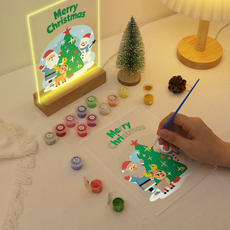Merry Christmas Friends Glow LED Acrylic Paint by Numbers
