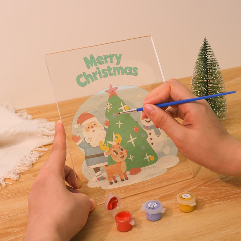 Merry Christmas Friends Glow LED Acrylic Paint by Numbers