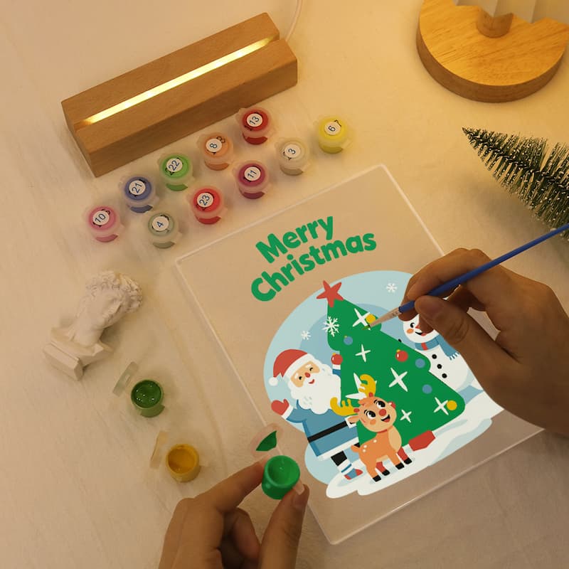 Merry Christmas Friends Glow LED Acrylic Paint by Numbers
