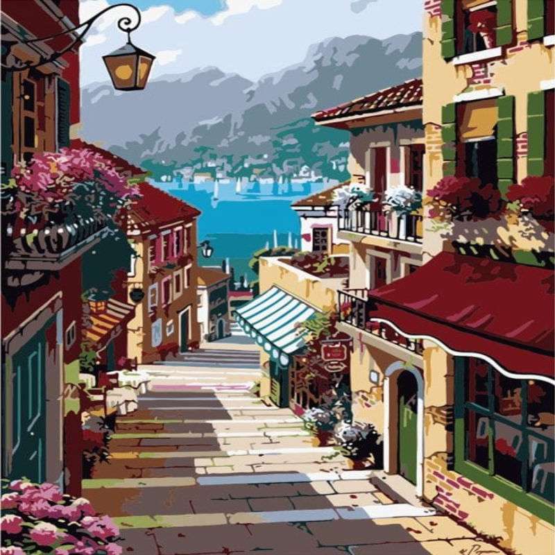 Landscape paint by numbers painting scene with night tones and harmonious flow - Midnight Melody Paint By Numbers