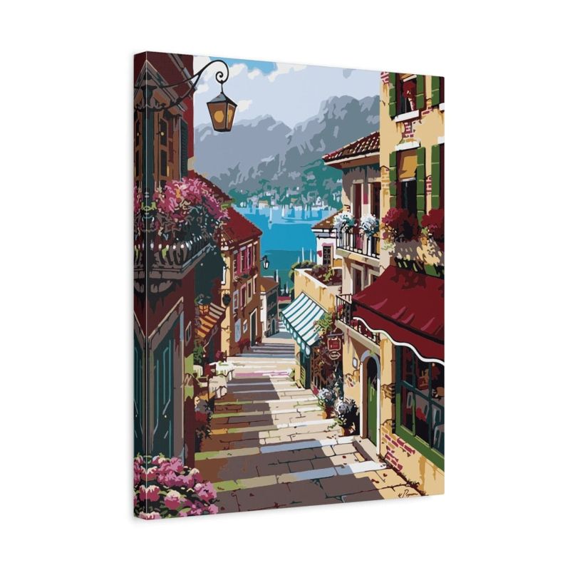 Landscape paint by numbers painting scene with night tones and harmonious flow shown in a frame - Midnight Melody Paint By Numbers