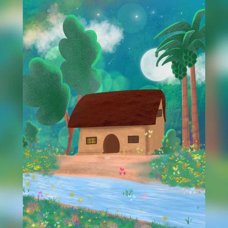 A sweet cottage, moonlight, and butterflies in a childlike style. This Paint By Numbers kit is perfect for Canadian families and young-at-heart creators.