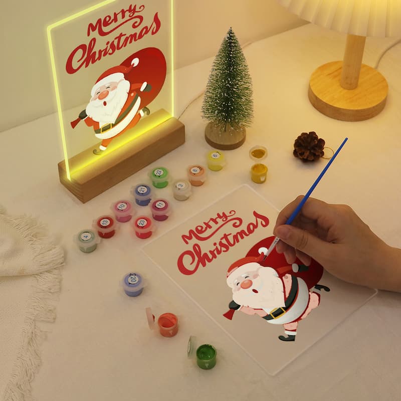 Santa on His Way Glow LED Acrylic Paint by Numbers