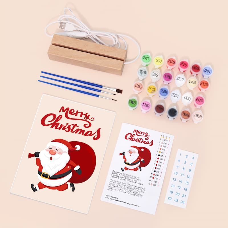 Santa on His Way Glow LED Acrylic Paint by Numbers