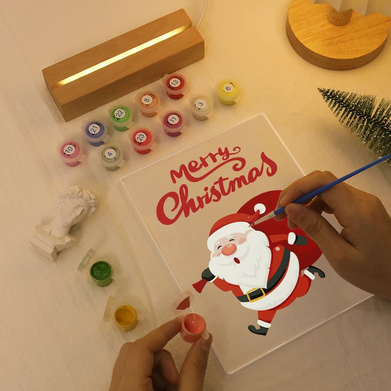 Santa on His Way Glow LED Acrylic Paint by Numbers