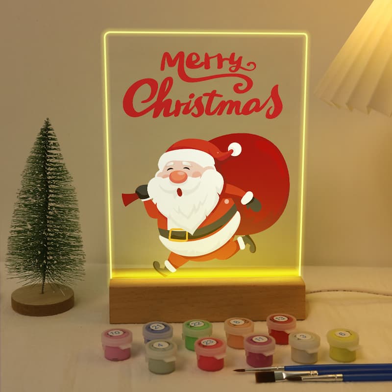 Santa on His Way Glow LED Acrylic Paint by Numbers