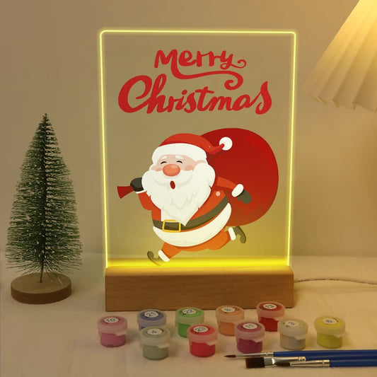 Santa on His Way Glow LED Acrylic Paint by Numbers