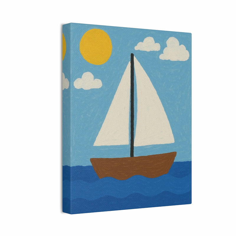 Sunny Sailboat Paint By Numbers featuring a simple sailboat on a sunny day.