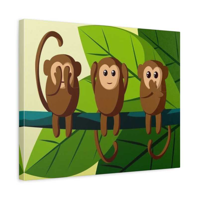 Three Wise Monkeys Paint By Numbers showing a playful take on the classic proverb.