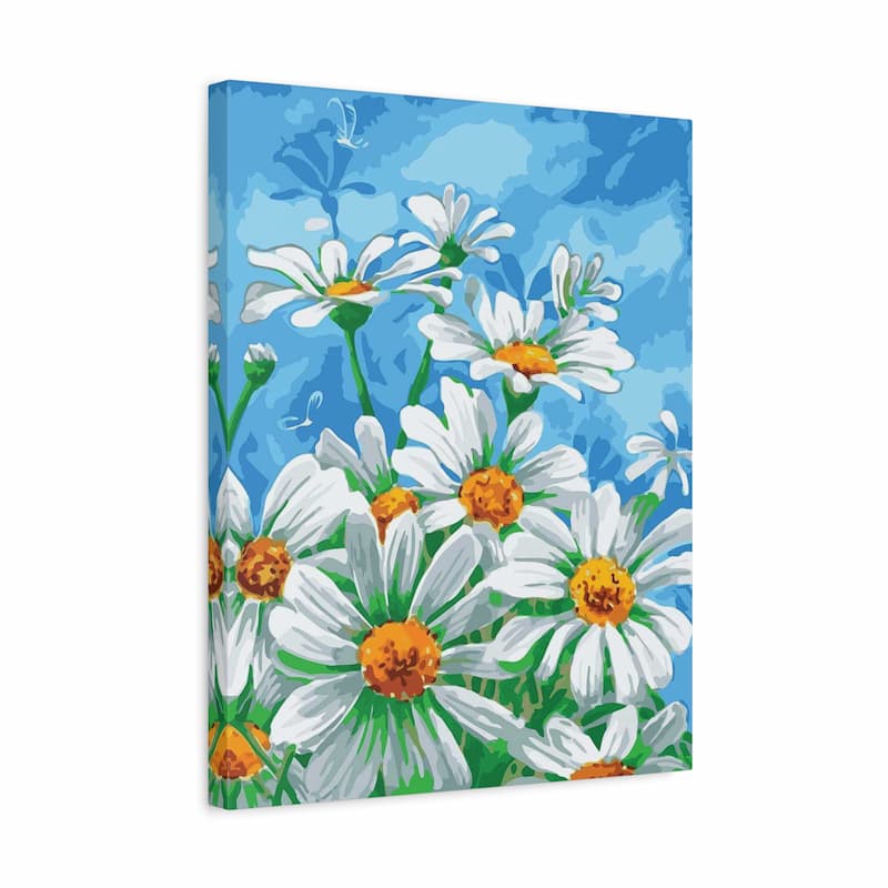 Canvas print with white flowers and blue background