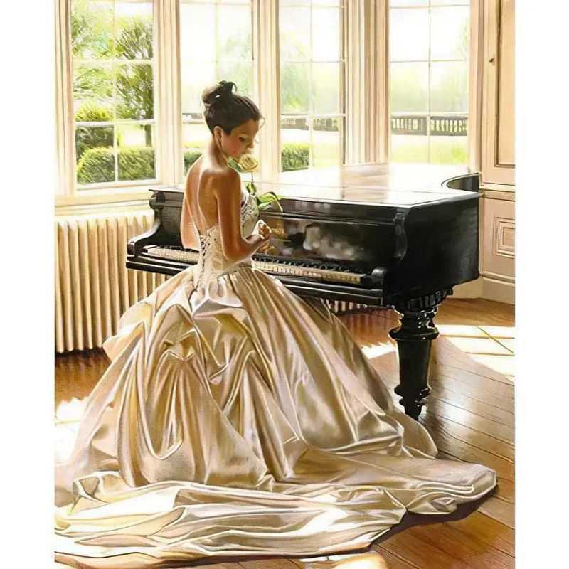 Young Lady With Piano Paint By Numbers - Paint On Numbers Canada