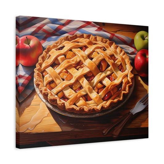 Apple Pie Paint by Numbers kit with realistic lattice crust dessert artwork framed wall art from Paint On Numbers Canada