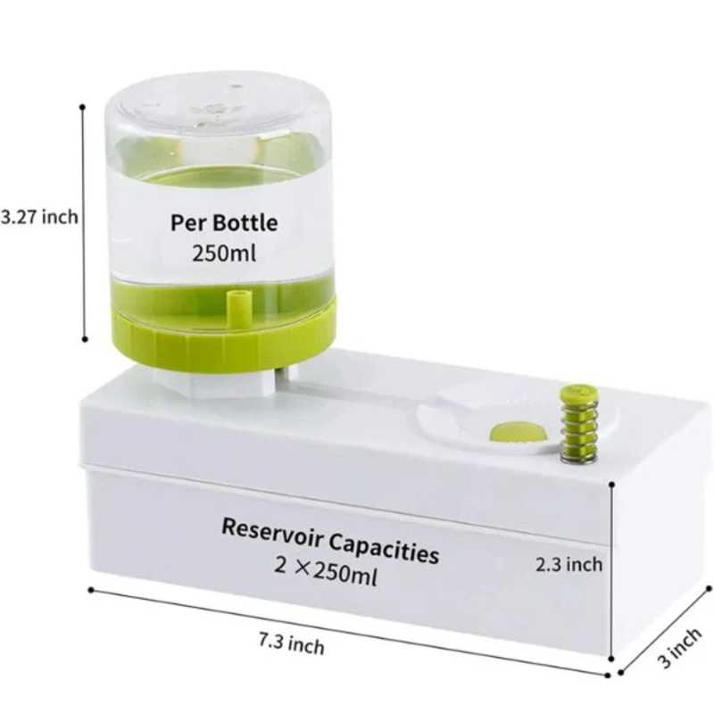Dimensions of Automatic Brush Cleaner with 250ml dual reservoirs and 7.3 inch compact body