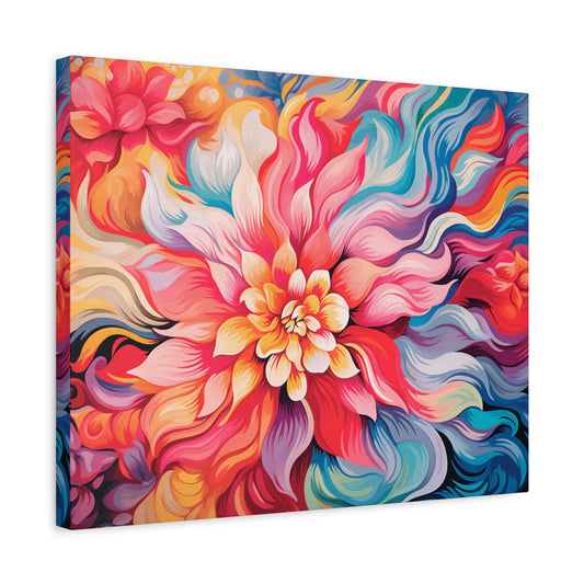 Abstract floral swirls in vibrant colors featured in a Blooming Swirls Paint By Numbers kit for adults in Canada, designed for creative expression and relaxation shown in a frame.