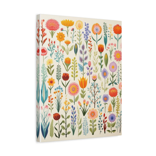 Blossom Dreams Paint By Numbers Kit featuring whimsical hand-drawn floral blooms in a colourful abstract garden shown in a frame