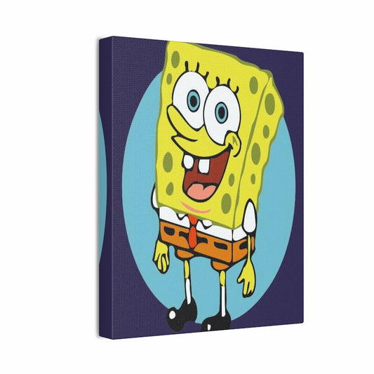 Kids paint by numbers of a happy cartoon sponge character with big eyes and a wide smile shown in a frame