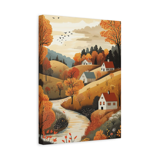 Detailed paint by numbers artwork of a vibrant downtown cityscape at day, featuring small homes and a curvy street, perfect for Canadian adults who love urban art.