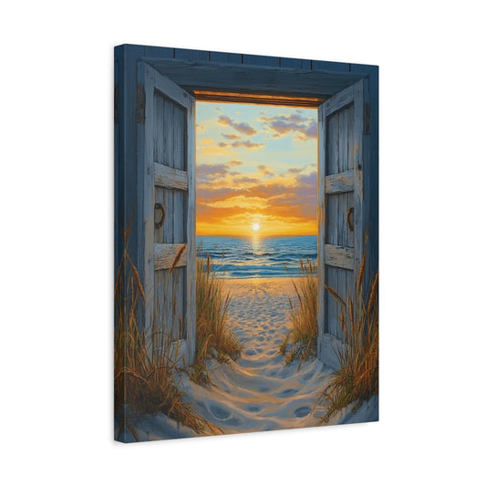 Golden Escape paint by numbers kit showing a peaceful golden sunset over a calm lake with soft clouds and reflections perfect for relaxing art therapy in Canada shown in a frame.
