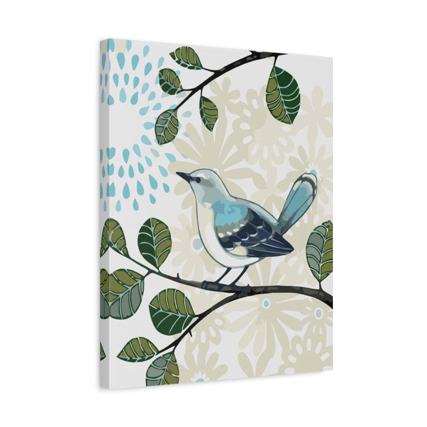 Happy Bird Paint By Numbers Kit featuring a bright, cheerful bird with whimsical colours sitting peacefully on a branch in abstract style shown in a frame.