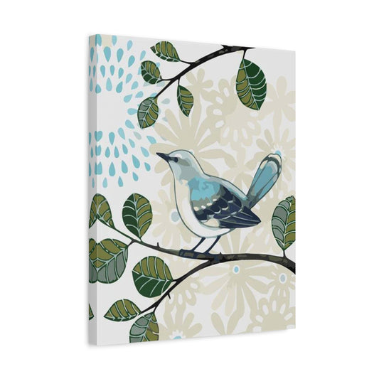 Happy Bird Paint By Numbers Kit featuring a bright, cheerful bird with whimsical colours sitting peacefully on a branch in abstract style shown in a frame.